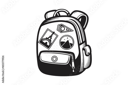 Cartoonish Backpack Character with Smiling Face on White Background