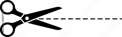Scissors cutting line vector illustration black and white