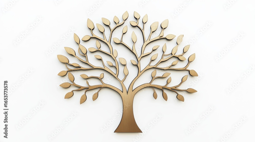 Naklejka premium Intricate wooden tree decoration with branches and leaves indoors