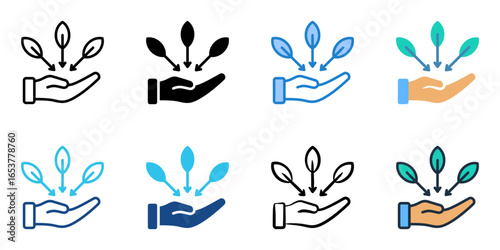 Ethical Sourcing icon set multiple style collection 
