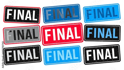 Set of colorful final stamps