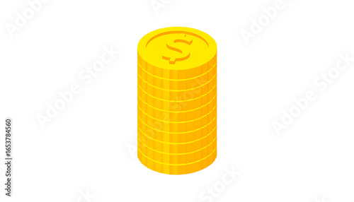 Stacked Gold Coins Isolated On White Background Illustrating Wealth And Financial Concepts