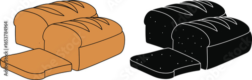 Loaf bread illustration bakery food fresh baked bread slice vector