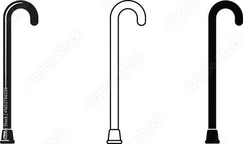 Walking cane vector illustration set on isolated background vector