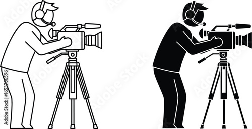 Cameraman filming video production icon vector illustration vector