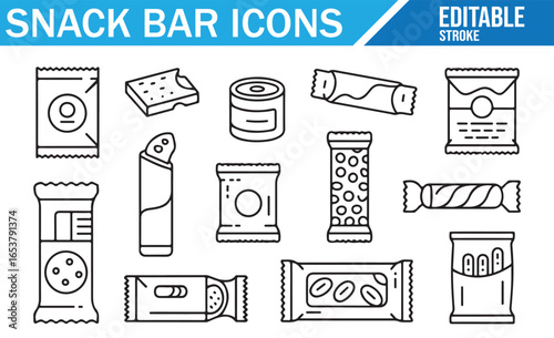 Packaged Snack Bar and Treats Icons for Food Packaging