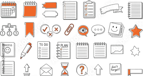 Planning and organization icons for business and productivity vector
