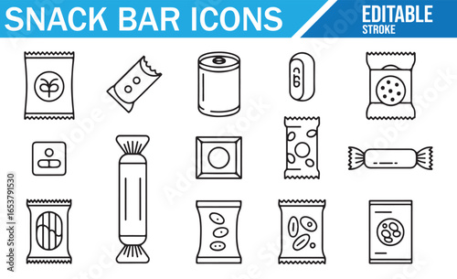 Vector Illustrations of Snack Bars and Packaged Foods