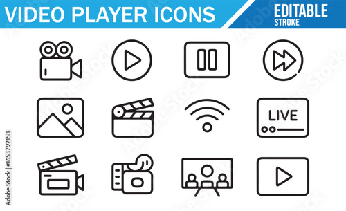 Collection of Video Icons for Online Streaming Platforms