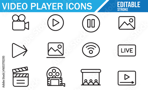 Vector Icons for Video Streaming and Playback Controls