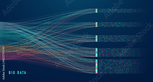 Abstract infographics visualization. Big data code representation. Futuristic network or business analytics. Graphic concept for your design