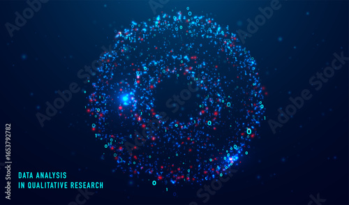 Data analysis in qualitative research. Big data code representation. Futuristic network or business analytics. Graphic concept for your design