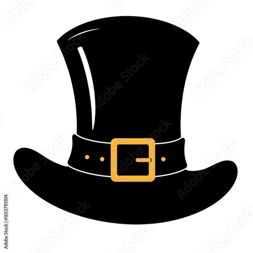 Isolated top hat, a black vector illustration of a magician's accessory for a gentleman