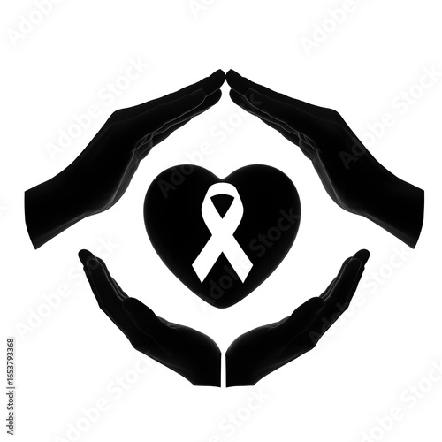 A heart symbol on a white background with a woman's silhouette hand sign for a romantic valentine design