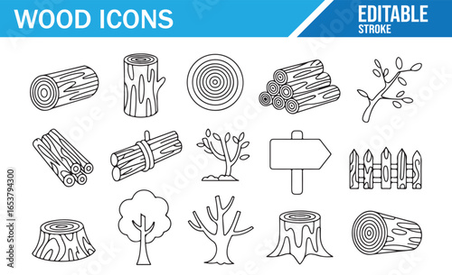 Collection of Wood and Plant Symbols for Illustrations