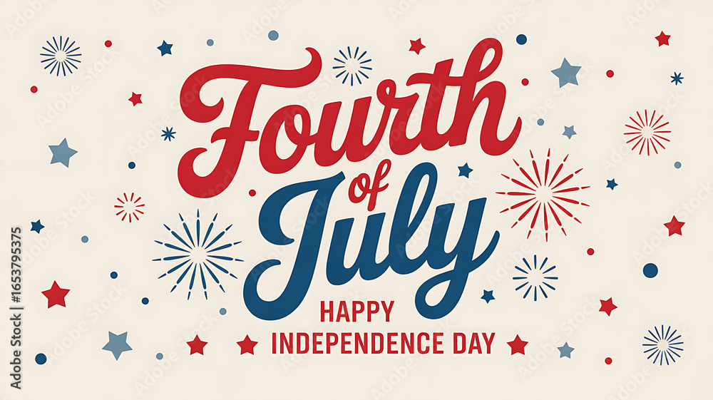 Fototapeta premium Fourth of July Independence Day Celebration with Fireworks and Stars holiday patriotic