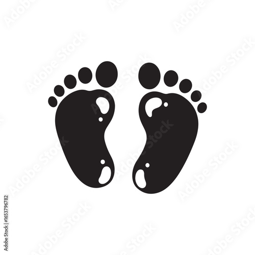 Vector art of black silhouette of baby footprints