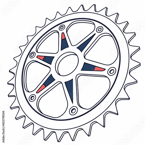 Bike chainring vector illustration isolated on white background bicycle gear component design for cycling, transportation, and mechanical concepts