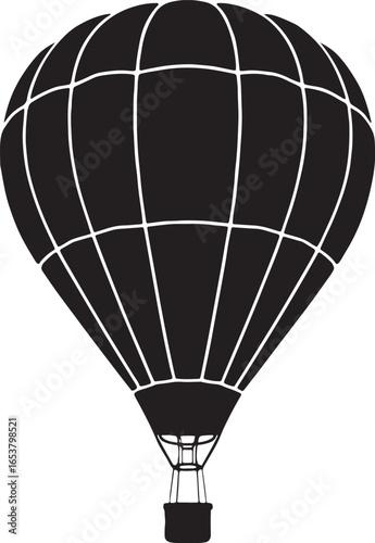 Vector art of black and white silhouette of a hot air balloon