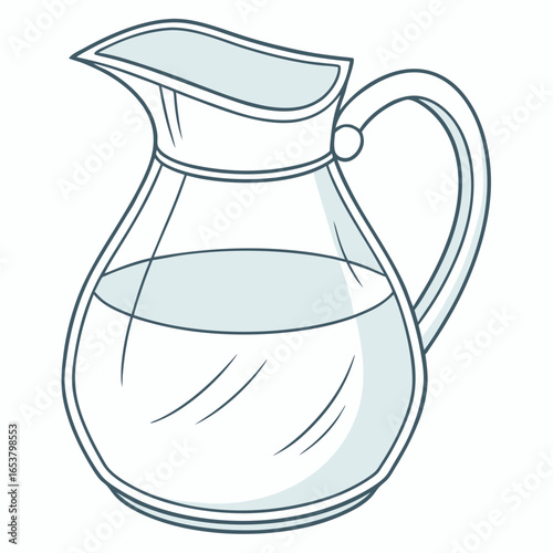 Clear glass pitcher with water, a modern and elegant container for liquid, isolated on white background