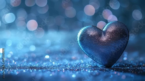 Wallpaper Mural A blue glittery heart on a background of blue bokeh, perfect for Valentine's Day or romantic themes. A soft and dreamlike design with space at the top for text Torontodigital.ca