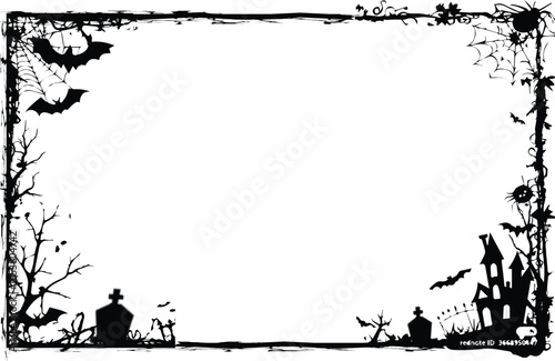 Scary halloween frame art decoration silhouette background design