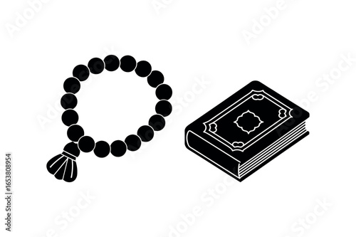 Islamic Prayer Quran Tasbih Worship Religion Icon Vector Illustration