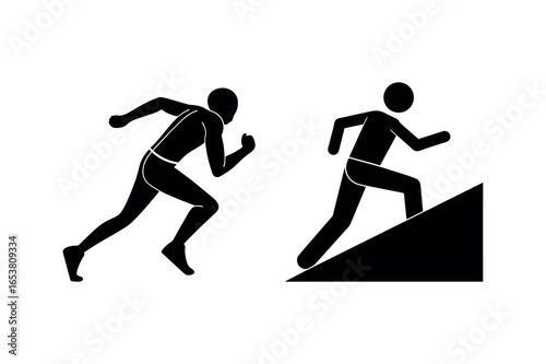 Running Uphill Fitness Workout Athlete Training Endurance Speed Cardio vector isolated element