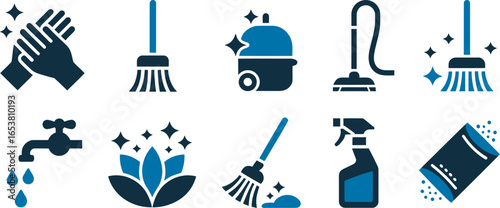 Cleaning service icons set vector illustration design