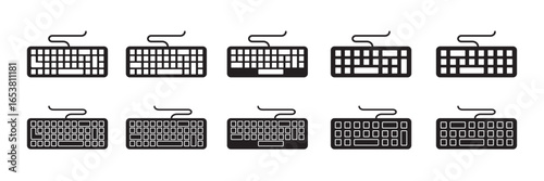 Computer keyboard icon set transparent vector isolated, Modern and editable keyboard icon. Simple icons vector illustration.  