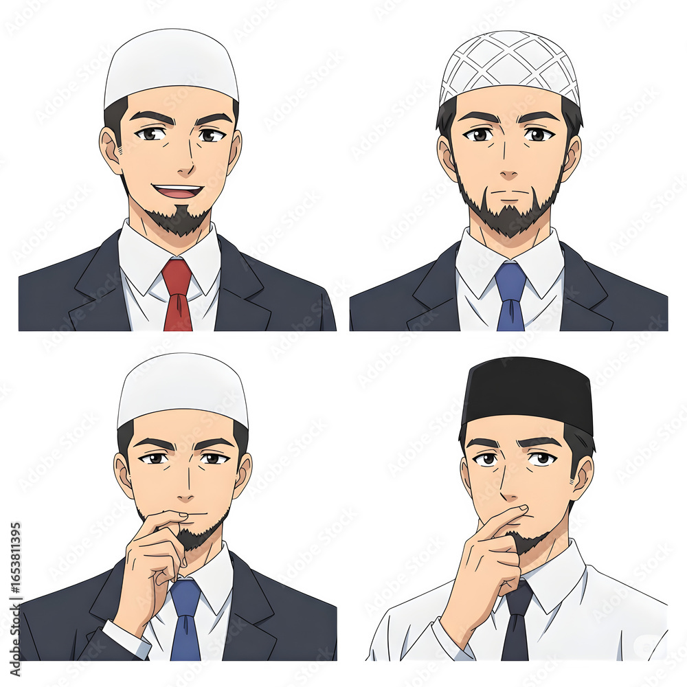 Set of Business man character design. Arab cartoon illustration. Set of Business man character design. Arab cartoon illustration.