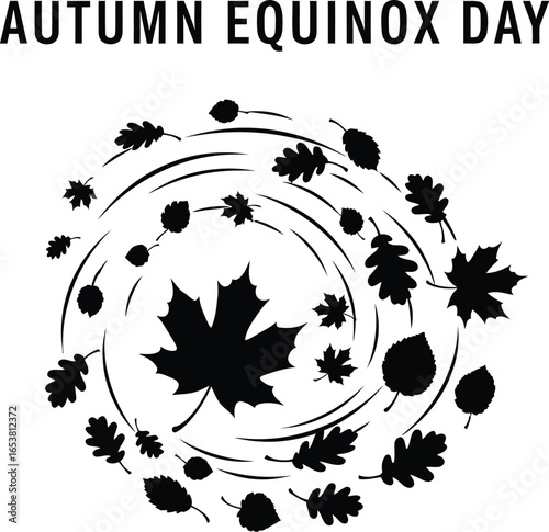 Illustration of autumn equinox day with falling leaves, perfect for celebrating the change of season in a simple and elegant style