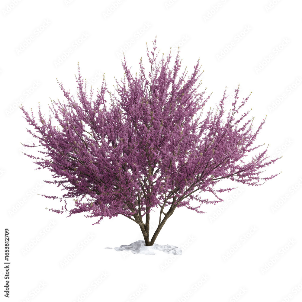 Obraz premium A vibrant and flourishing redbud tree, adorned with delicate pink blooms, stands as a symbol of spring's arrival and renewal, evoking feelings of serenity and freshness.