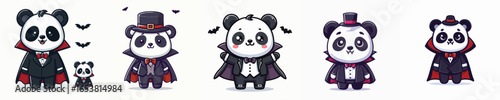 panda vector in Dracula costume