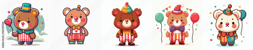 Naklejka premium clown costume bear vector