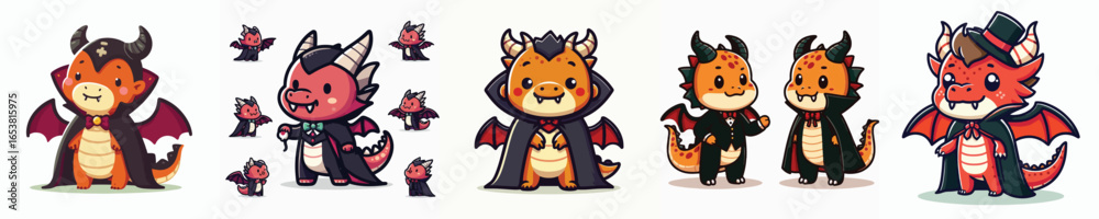 Obraz premium dragon vector in Dracula costume