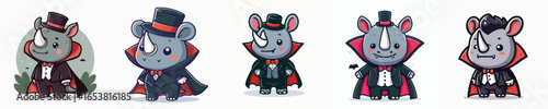 rhino vector in Dracula costume