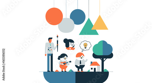 Colorful Flat Illustration of Diverse Creative Individuals