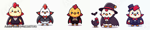 chicken vector in Dracula costume