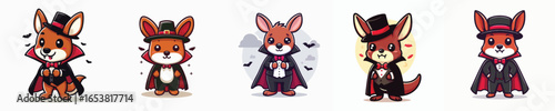 kangaroo vector in Dracula costume