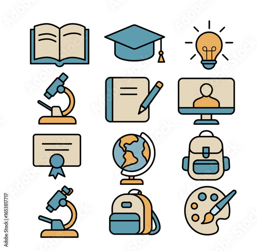 Vector Icon Collection for Online Learning and School Subjects