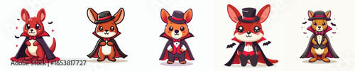 kangaroo vector in Dracula costume