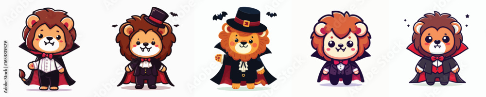 Fototapeta premium vector lion cute cosplay dracula