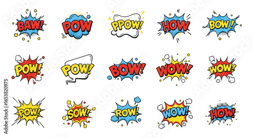 Comic Book Style Speech Bubbles and Sound Effects