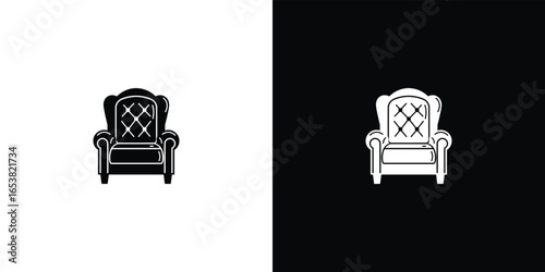 Classic armchair icon in black and white