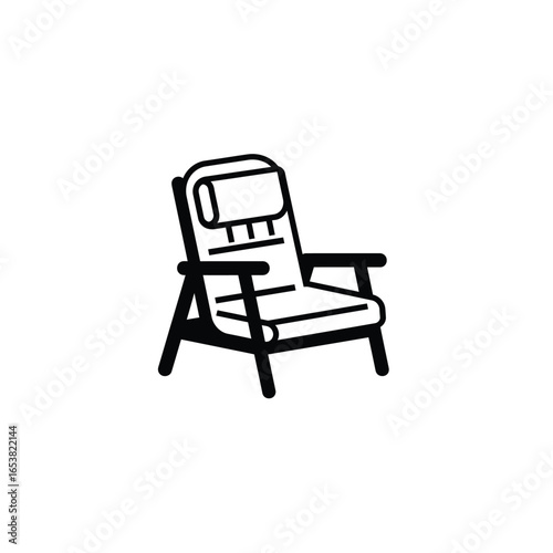 Simple line drawing of a comfortable lounge chair