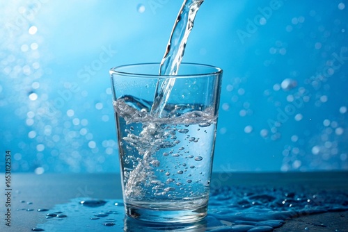A glass of water is being poured into it