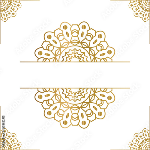 Mandala floral frame gold decorative element isolated