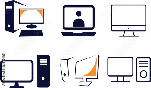 Desktop Computer Icon Flat Design