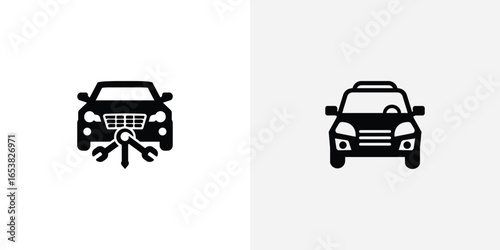Car repair service and vehicle icon set